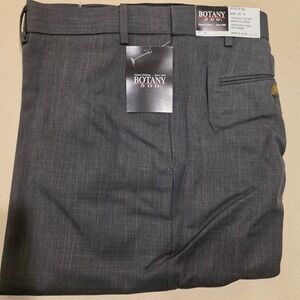 Dress Pants Mens 50x28 short Charcoal Gray Botany Poly Flat Front Trousers NWT